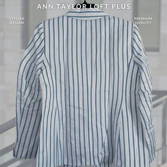 Ann Taylor LOFT Plus Striped Blazer - Size 16 (NWT) - Picture 2 of 5